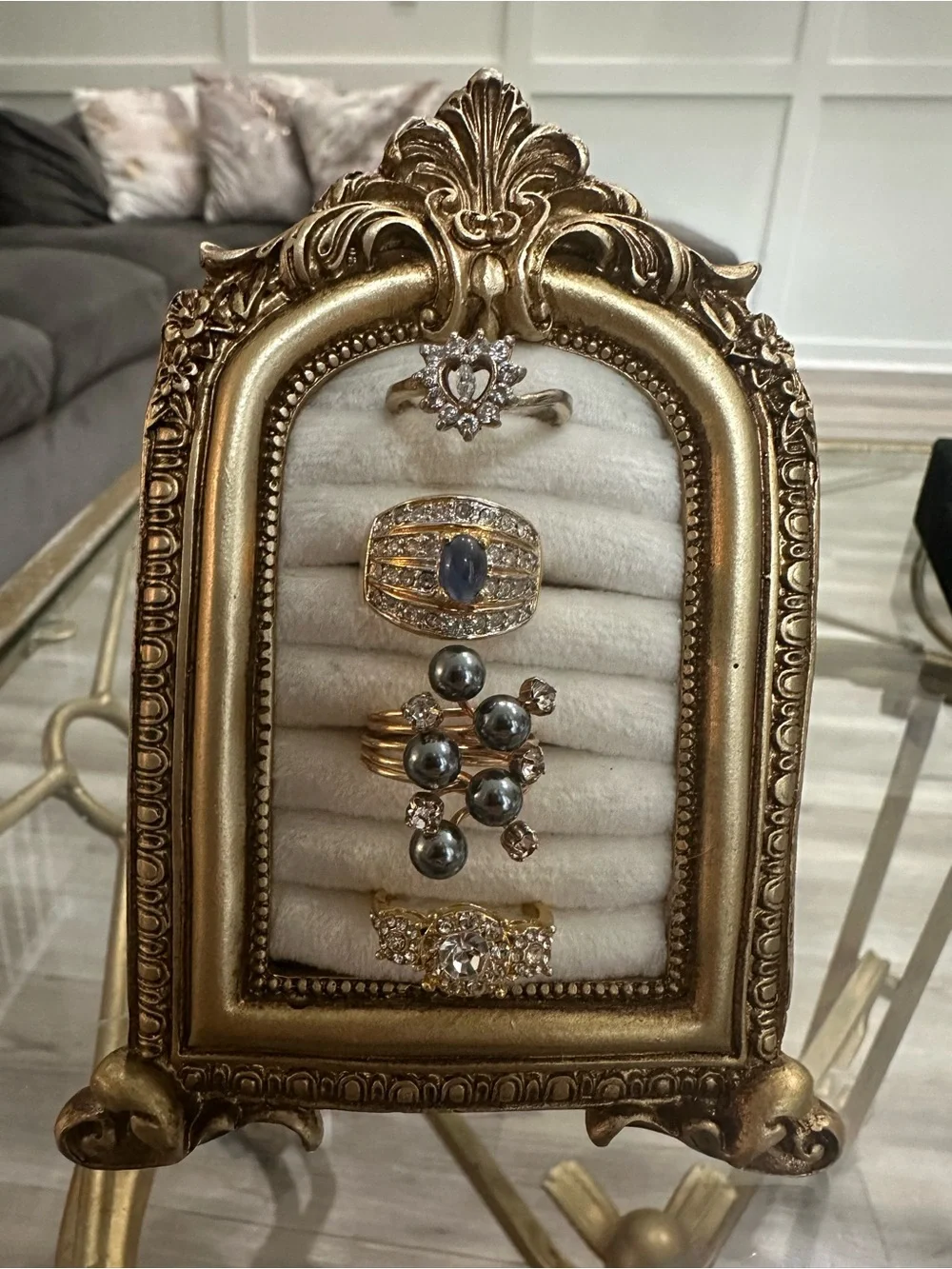 Gold Ornate Ring Display Stand with Velvet Insert - Home Accents